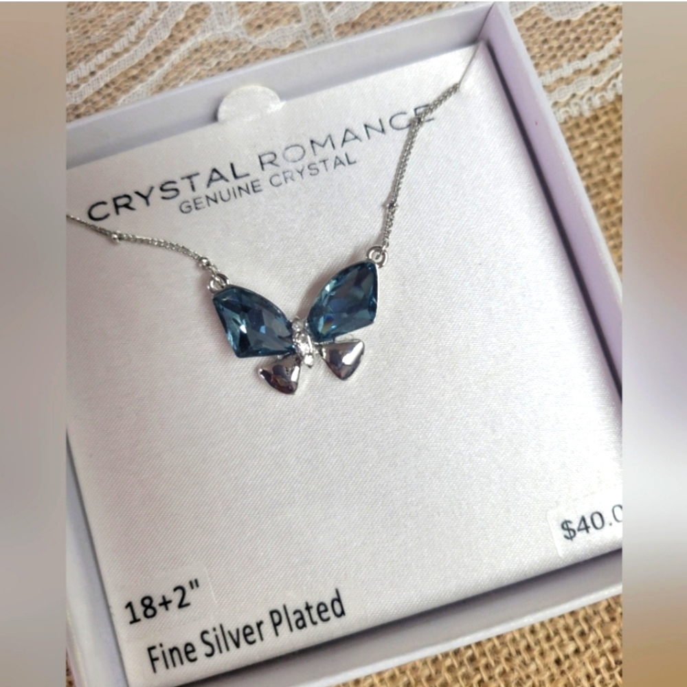 Crystal romance genuine crystal/fine silver plate butterfly